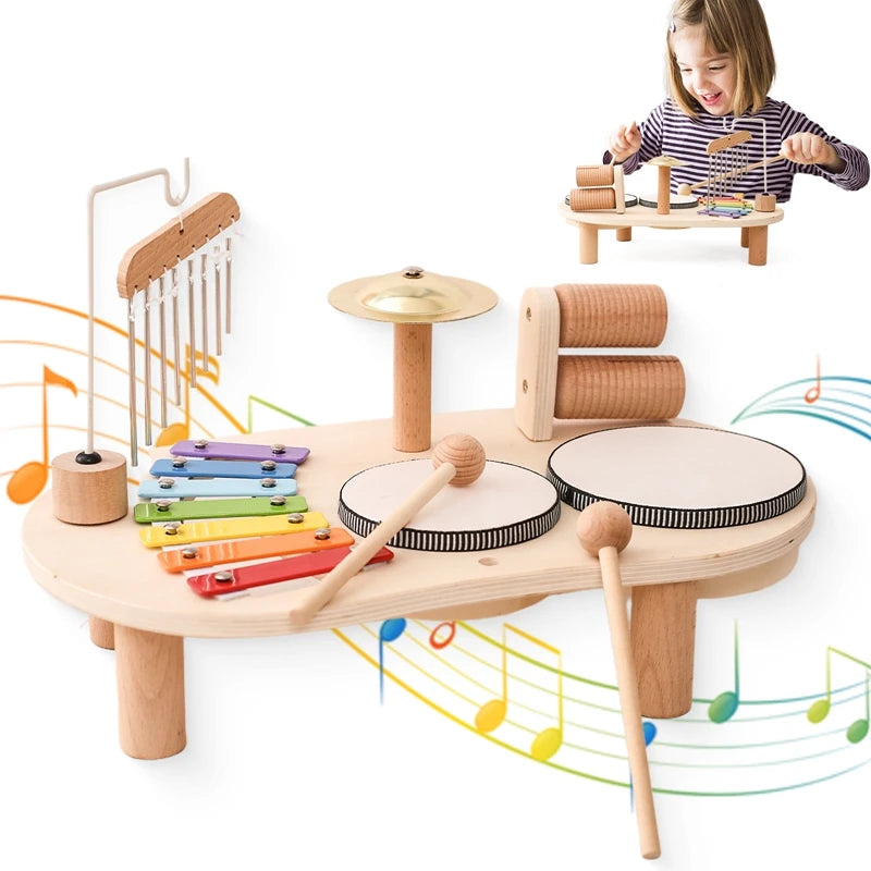 Baby Wooden Musical Instruments Toys Multifunctional Percussion Instruments Piano Montessori Toys