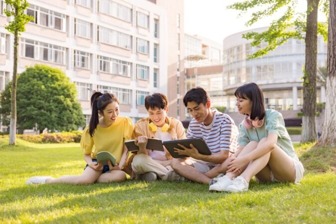 young college students come back to study